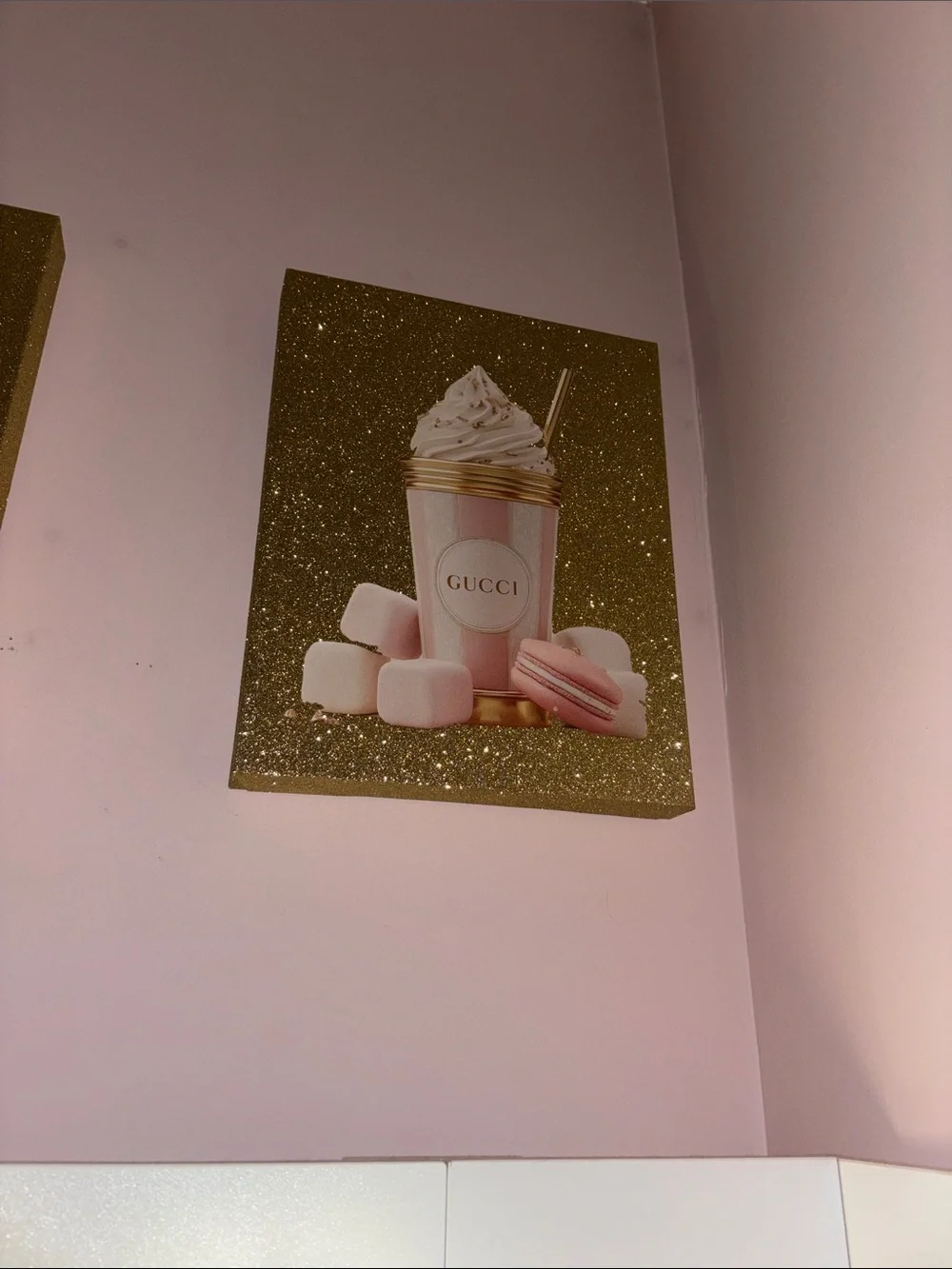 Dior Pink and Gold Glitter Milkshake Art Prints
